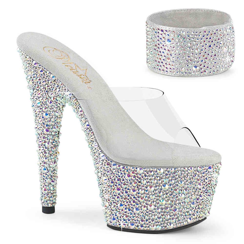 Pleaser - BEJEWELED712MS Mules à talons - Transparent/Couleur argent Product image